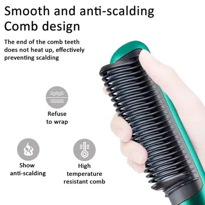 Portable hair straightening brush comb with LF909 technology for convenient everyday styling.