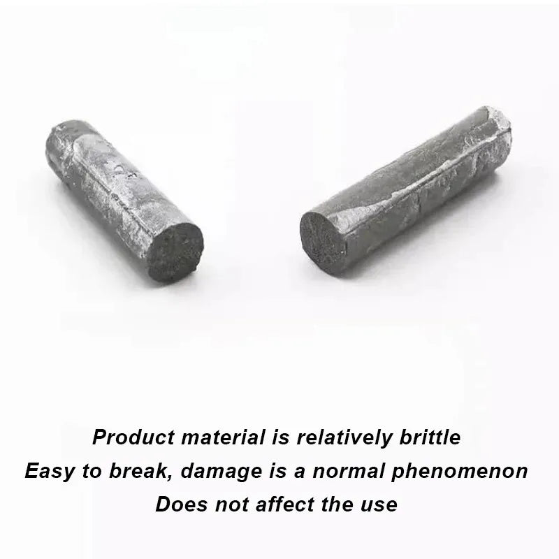 Two cylindrical metal products on a white background with text about product material.