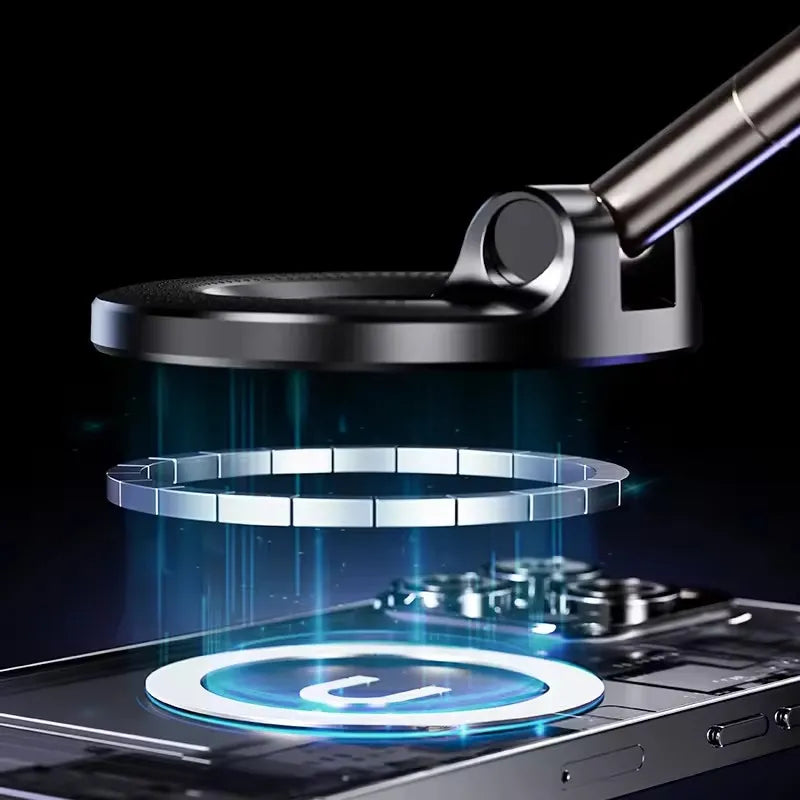 Close-up of a smartphone with a transparent back, revealing internal components on a dark background.