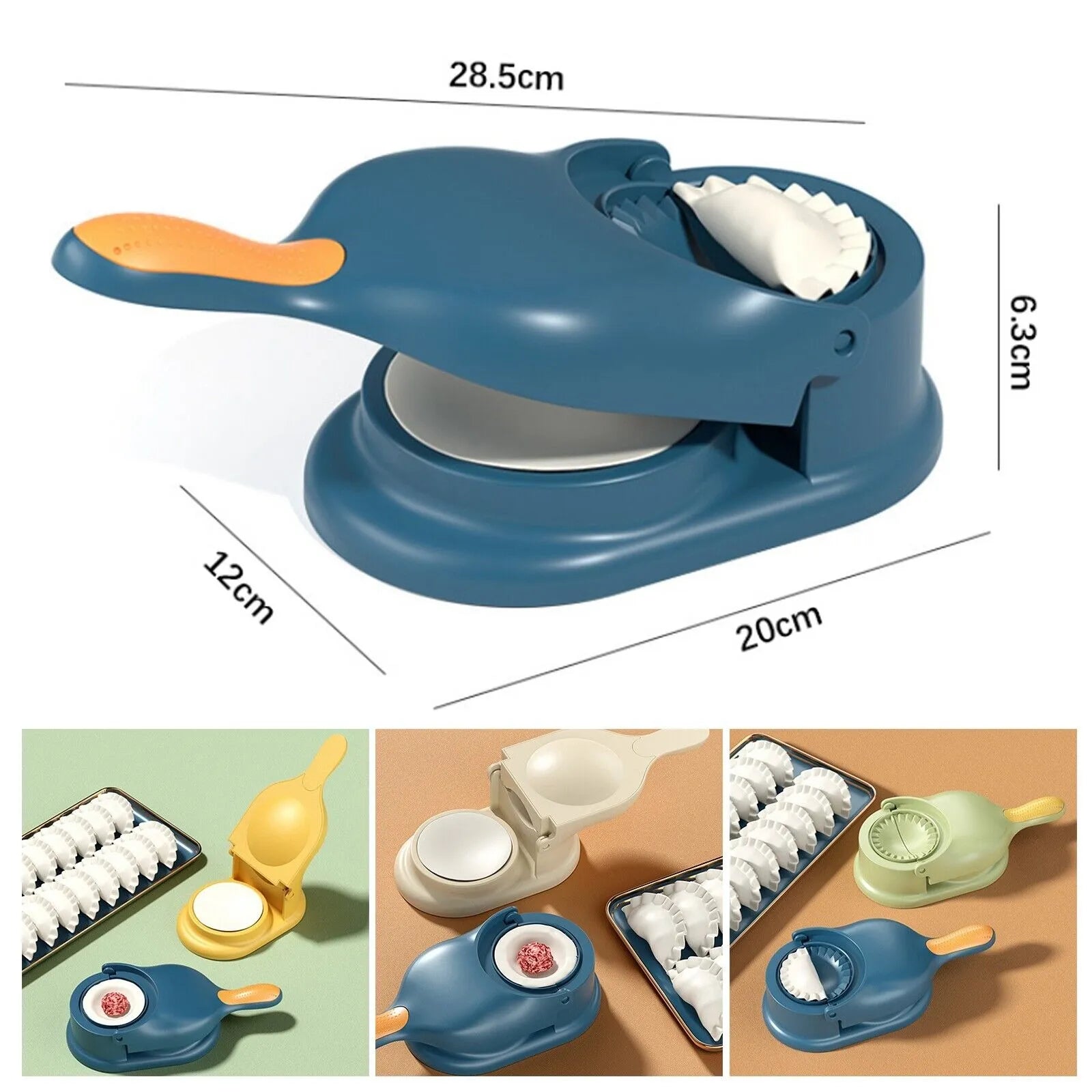 Sushi rolling machine with dimensions and additional images of its use.