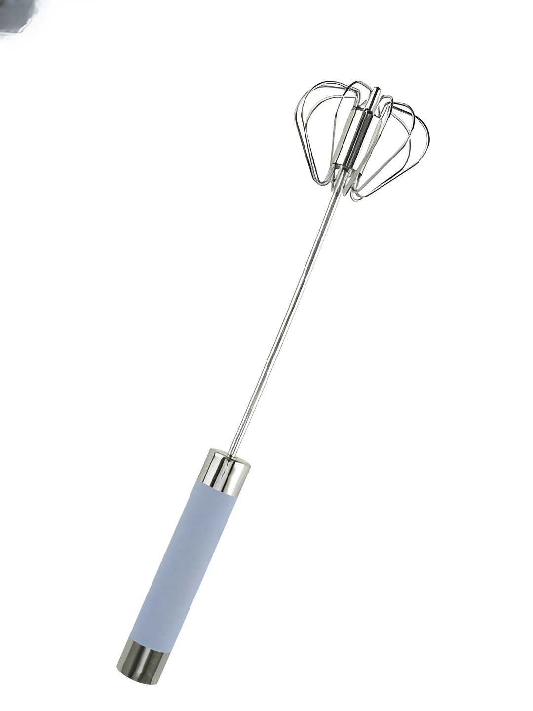 Manual egg whisk mixer with an easy push mechanism for smooth and efficient mixing.