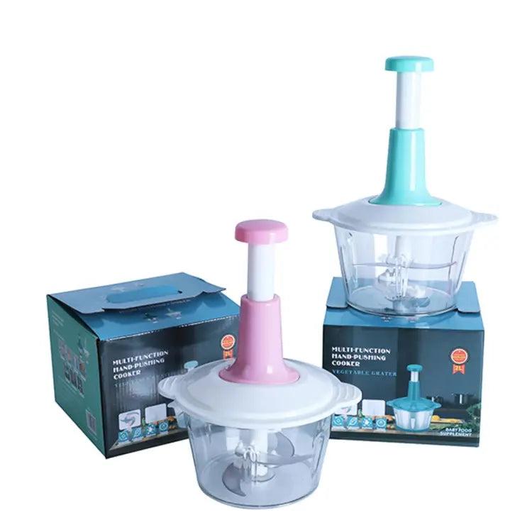 Multifunctional food chopper with clear containers on a white background