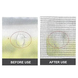 Before and after use comparison of a screen mesh product.