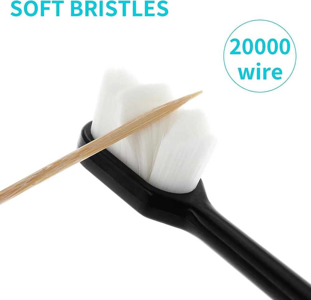 Micro nano soft toothbrush with dense bristles for effective plaque removal and gentle brushing.