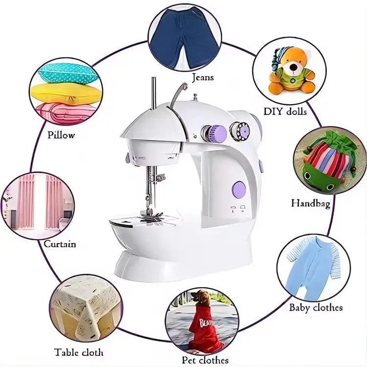Mini electric sewing machine designed for convenient home sewing and quick fabric repairs.