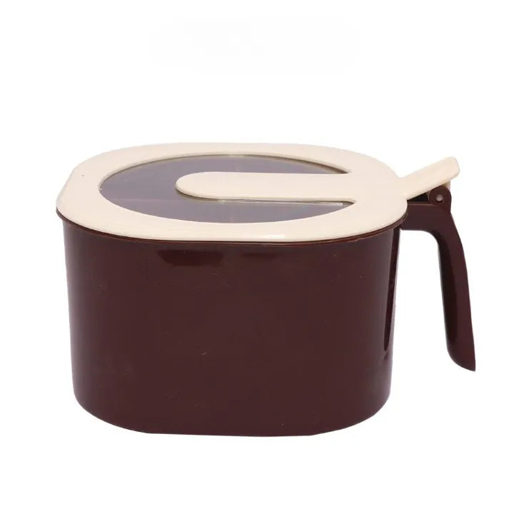 Brown container with a beige lid on a white background