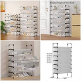 Multi-layer shoe organizer rack designed to maximize storage while keeping footwear easily accessible.