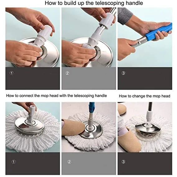 Multi-purpose floor mop with replaceable pads for efficient cleaning in kitchens and living spaces.