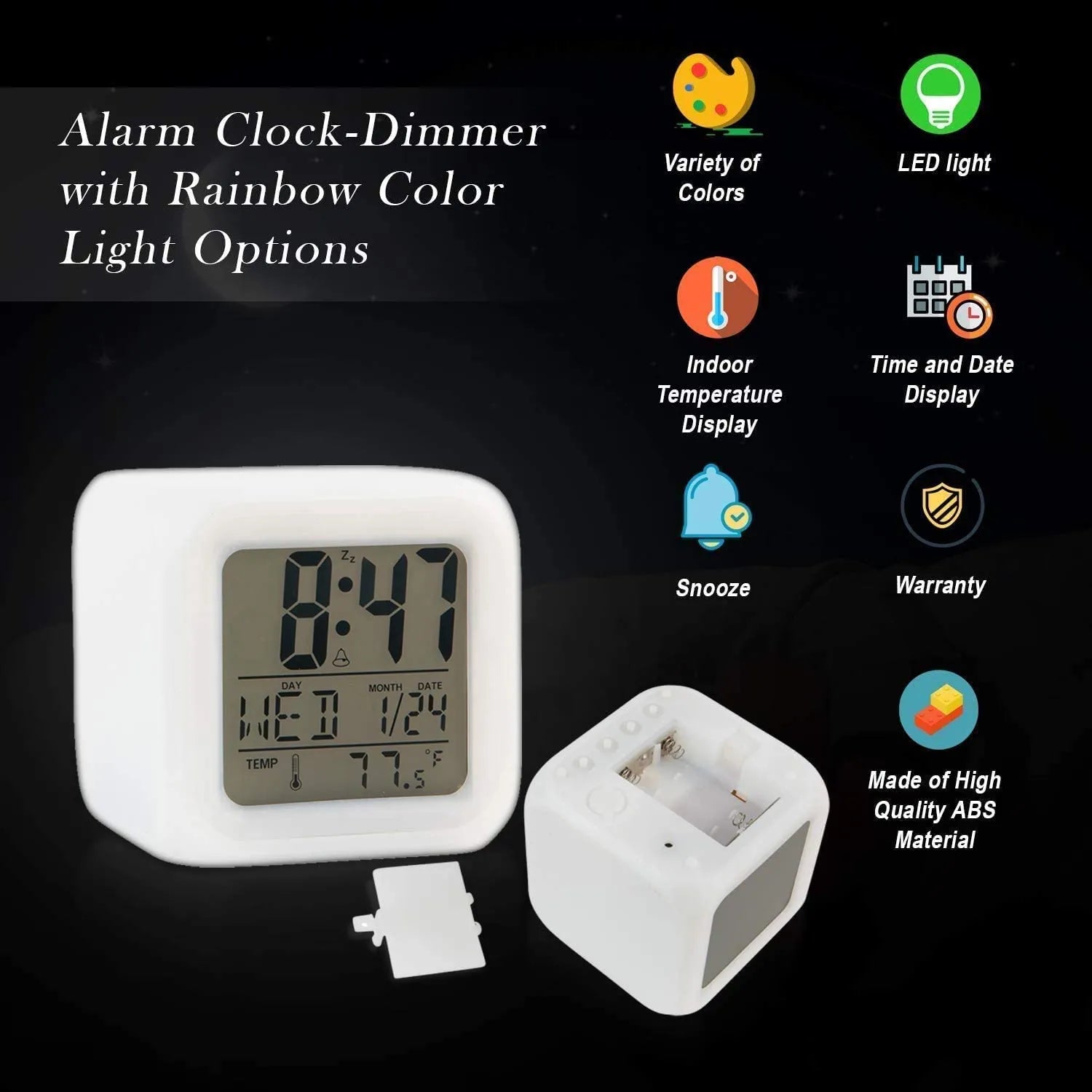 7-Color LED Digital Glow Alarm Clock