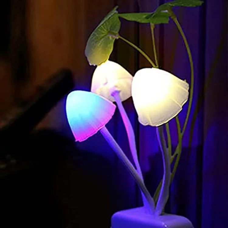 Mushroom-shaped LED night light for adding a soft glow and aesthetic touch to any room.