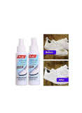 Two bottles of PLAC Cream with a before and after image of white shoes on a white background.
