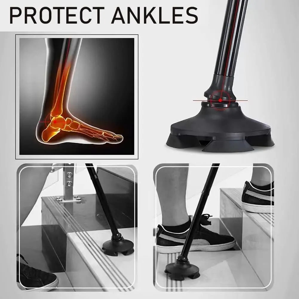 Portable aluminum walking stick with an integrated LED light for everyday mobility and comfort.