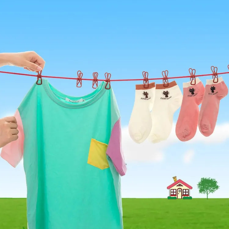 Colorful t-shirt and socks hanging on a clothesline