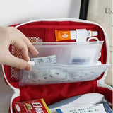 Portable emergency first aid kit pouch for storing essential medical supplies at home, travel, and outdoor activities.