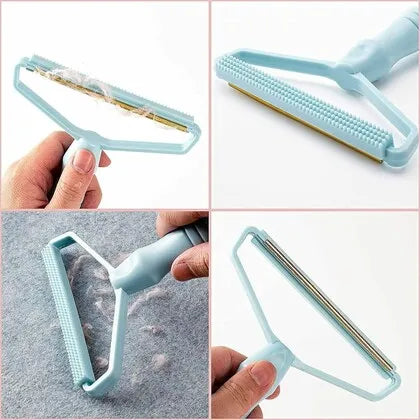 Portable fabric shaver for safely removing lint and pills from clothing and household fabrics.