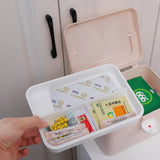 Portable first aid medicine box designed for safe storage of medicines and first aid essentials.
