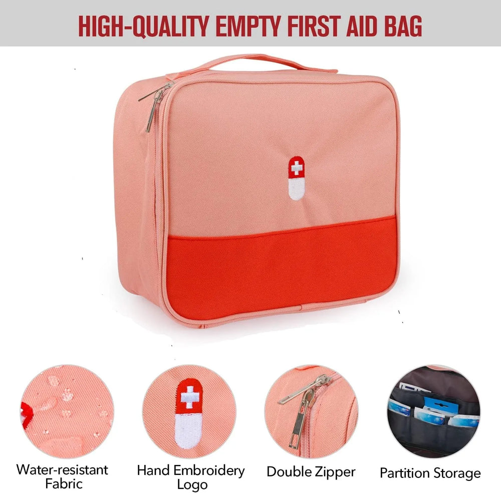 Waterproof first aid organizer designed to keep medicines and medical supplies safe and organized.