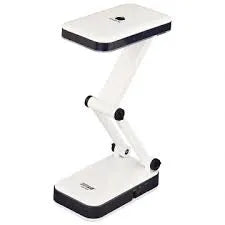 Portable folding LED desk lamp with an adjustable design for reading, studying, and office tasks.