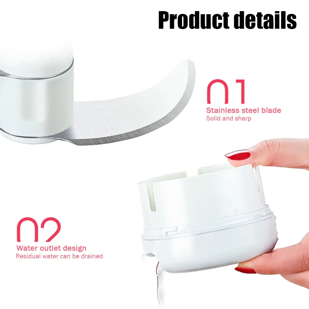 Portable food chopper and mincer with an easy-to-use handheld design for everyday meal preparation.
