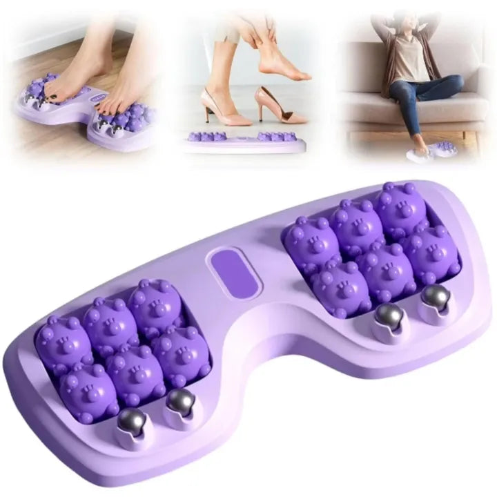 Purple foot massager with massage balls and nodes on a white background