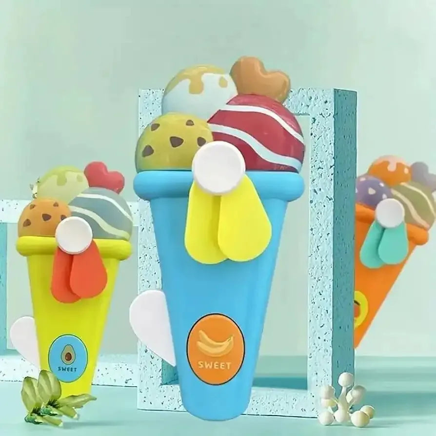 Colorful ice cream-shaped containers with a 'Sweet' logo on a light blue background