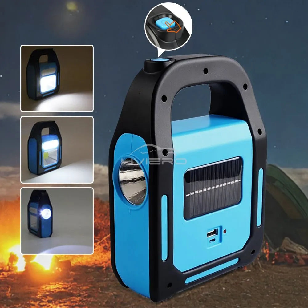 Portable LED work light with a rechargeable battery for convenient hands-free illumination.
