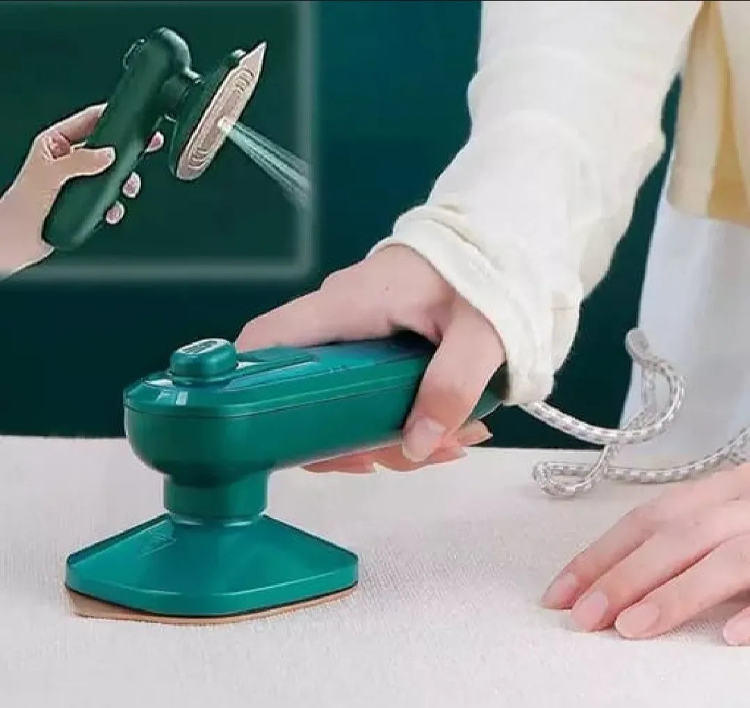 Portable micro steam iron designed for convenient garment care and fabric touch-ups.