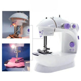 Portable mini electric sewing machine for basic stitching, repairs, and small sewing projects.