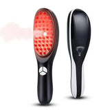 Black and red hairbrush with visible brand logo on a white background