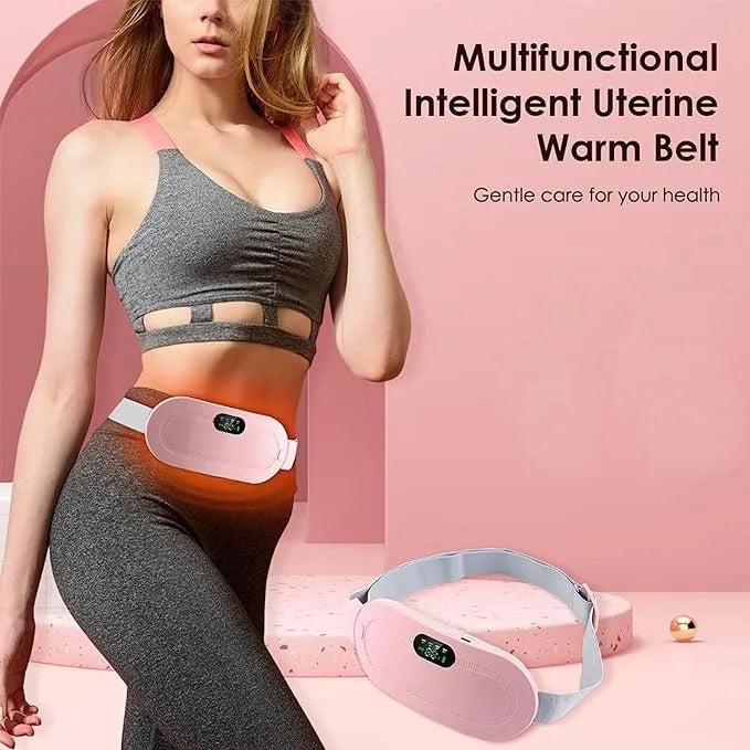 Electric menstrual relief belt with heat and massage functions for personal comfort.