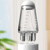Clear measuring device with silver top on a light background