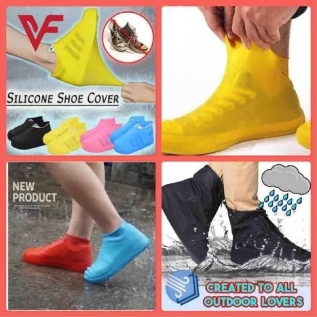 Reusable silicone shoe covers offering non-slip, waterproof protection from rain, mud, and dirt.