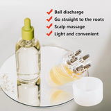 Bottle with a green cap and clear liquid, accompanied by text highlighting features on a white background.