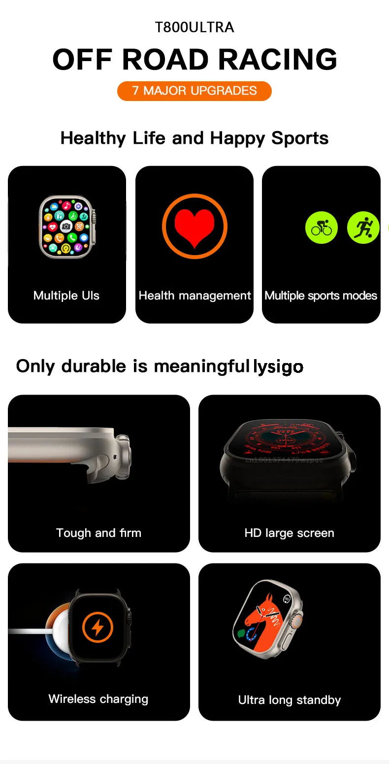 Series 8 touchscreen smart watch with a sleek design for fitness, calls, and notification management.