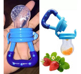 Silicone baby food feeder for offering fruits, vegetables, and soft foods in a convenient way.