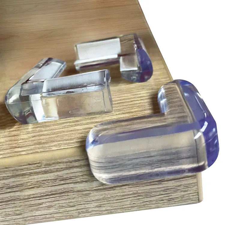 Silicone baby table corner safety protectors for cushioning sharp furniture corners and enhancing child safety.