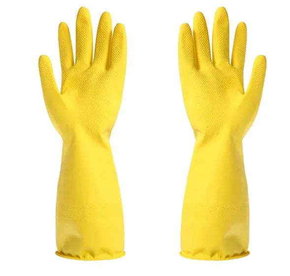 Full-finger silicone washing cleaning gloves with built-in scrubbing bristles for efficient cleaning.
