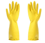 Full-finger silicone washing cleaning gloves with built-in scrubbing bristles for efficient cleaning.