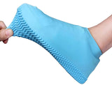 Silicone gel rain shoe covers designed to provide waterproof protection for all types of footwear.