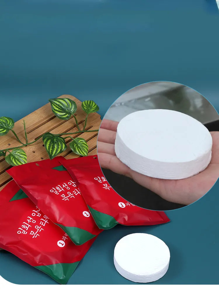 Red packets with green leaves and a white container on a blue background