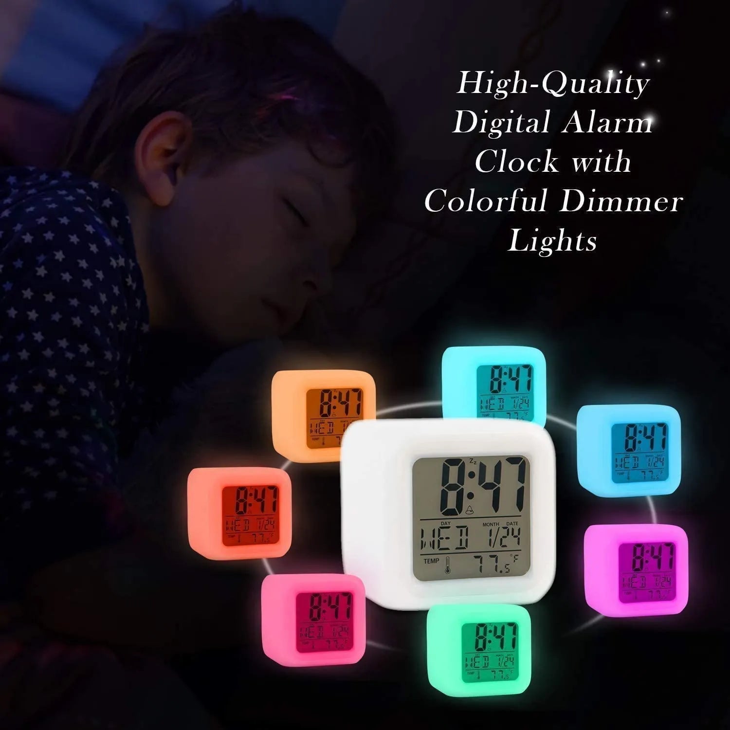 7-Color LED Digital Glow Alarm Clock