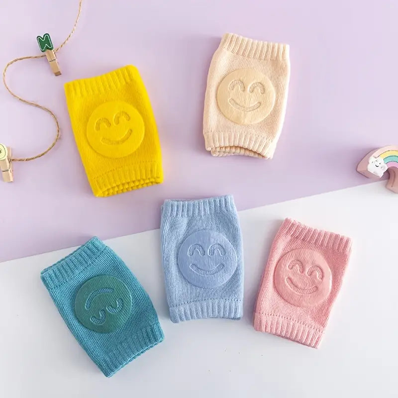 Soft baby knee pads for comfortable crawling on indoor surfaces and everyday movement.
