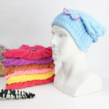 Soft hair drying turban cap made from microfiber with a stylish bow design.