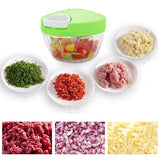 Speedy manual turbo vegetable chopper for quickly chopping vegetables, herbs, fruits, and kitchen ingredients.