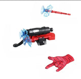 Toy weapon with blue and red accents on a white background
