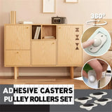 Stainless steel furniture caster set with four swivel wheels for stable and flexible movement.