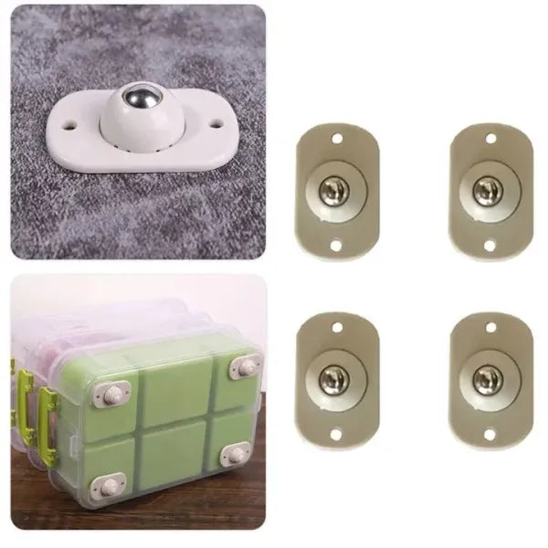 4-piece stainless steel swivel caster wheels designed for furniture, carts, and storage units.