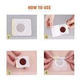 Step-by-step guide on how to use adhesive patches with text 'HOW TO USE' at the top.
