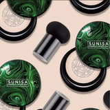 SUNISA air cushion BB CC foundation with waterproof formula and mushroom applicator for flawless-looking skin.