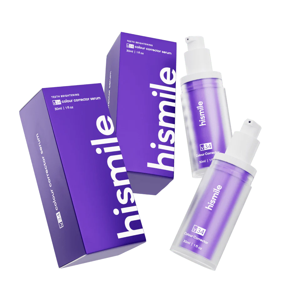 hismile skincare products including boxes and bottles on a white background